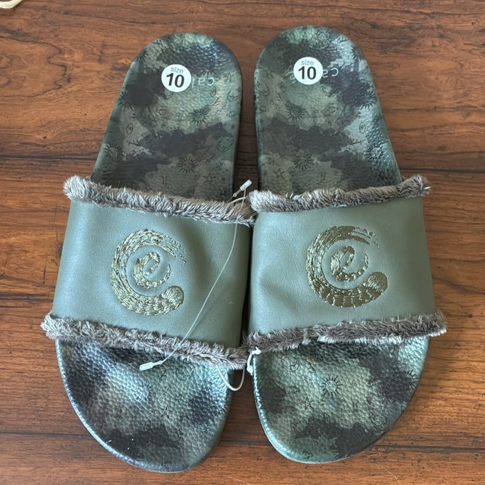 New JOHNNY WAS Calme Women Camo Space Slide Sandals Shoes Women SIze10M